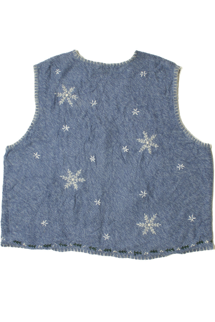 Cottagecore Embroidered Snowflakes Ugly Christmas Vest 61539
