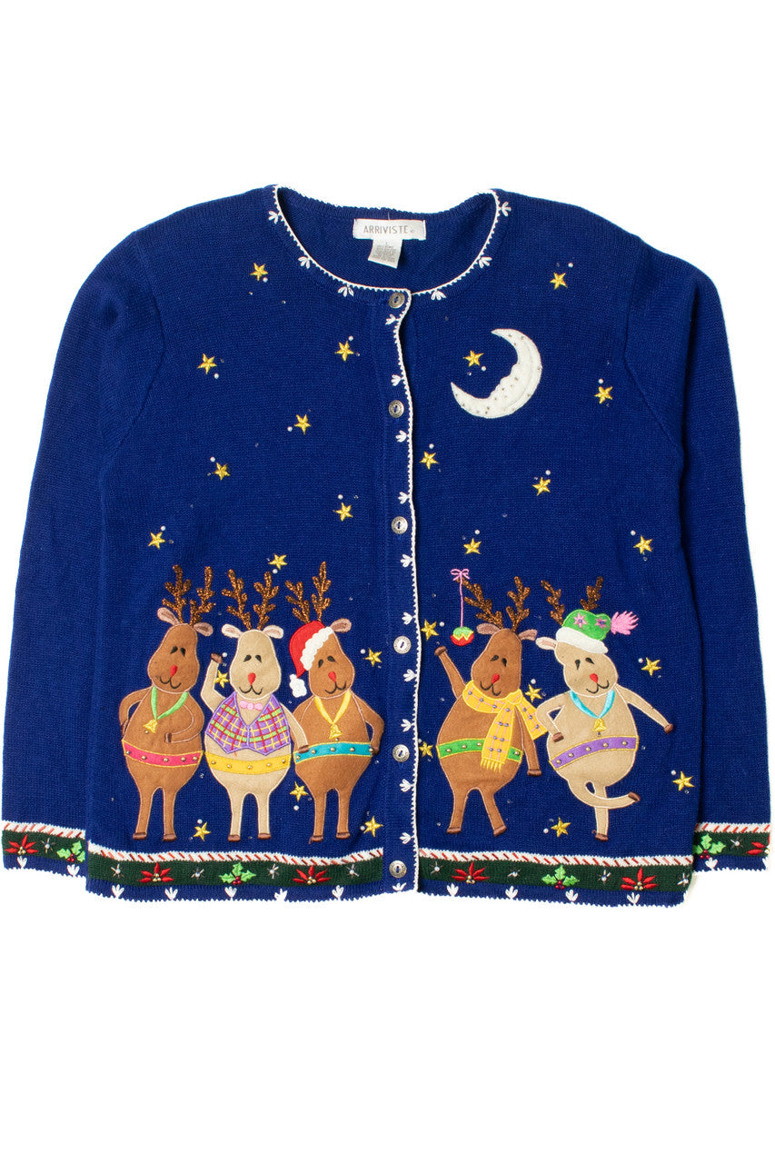 Silly Reindeer Ugly Christmas Cardigan 61564