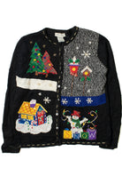 "Snow" Holiday Collage Ugly Christmas Cardigan 61576