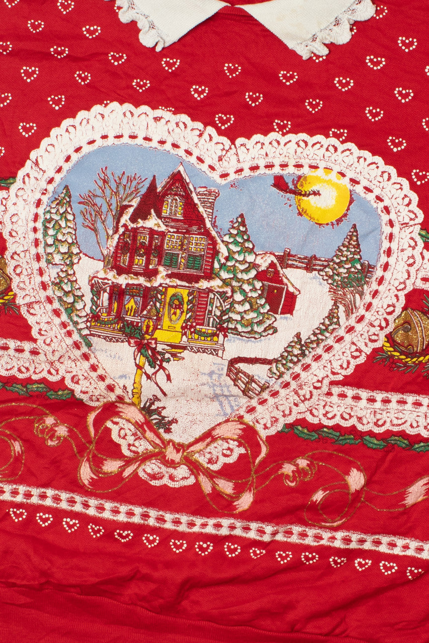 Faux Lace Festive Farmhouse Ugly Christmas Sweatshirt 61606