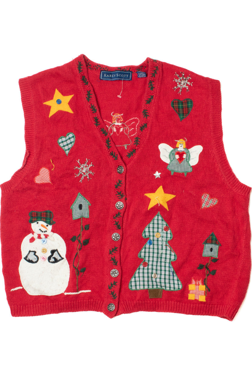Cottagecore Embroidered Ugly Christmas Vest 61621