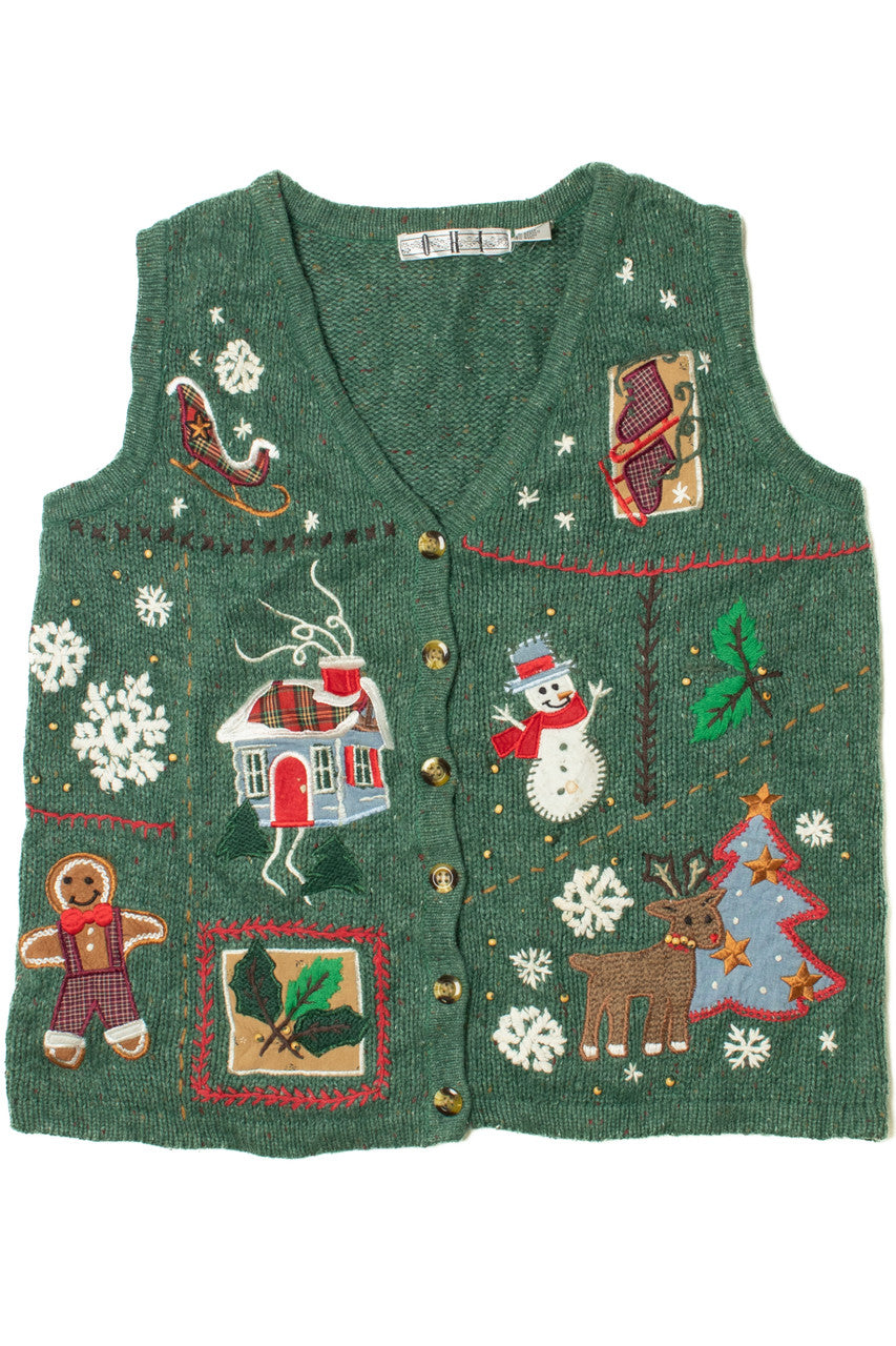 Cottagecore Holiday Embroidery Ugly Christmas Vest 61622