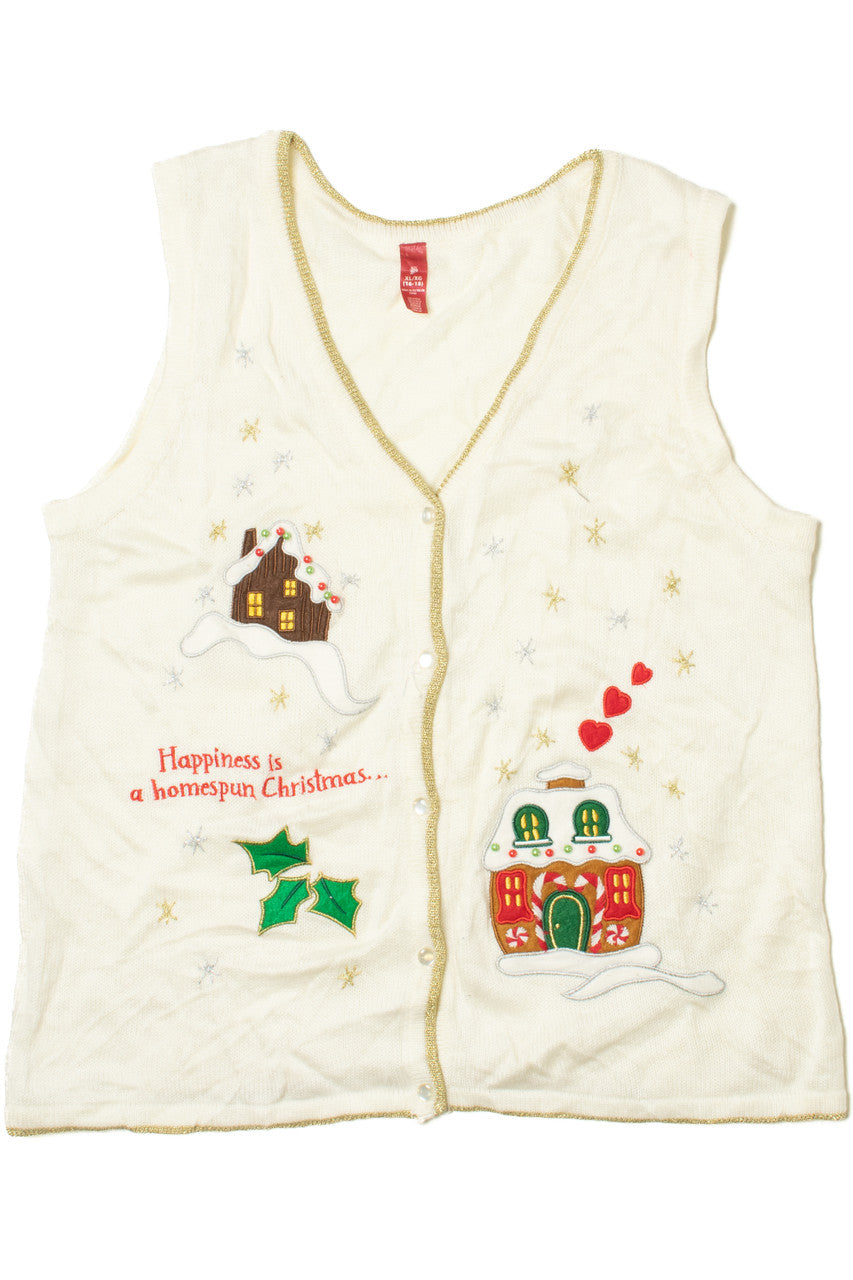 "Happiness Is A Homespun Christmas" Ugly Christmas Vest 61629