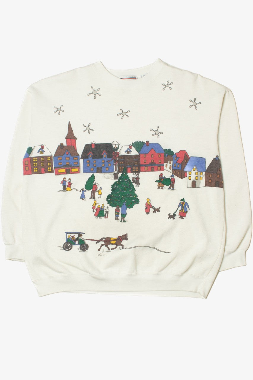 Scenic Holiday Town Ugly Christmas Sweatshirt 61645