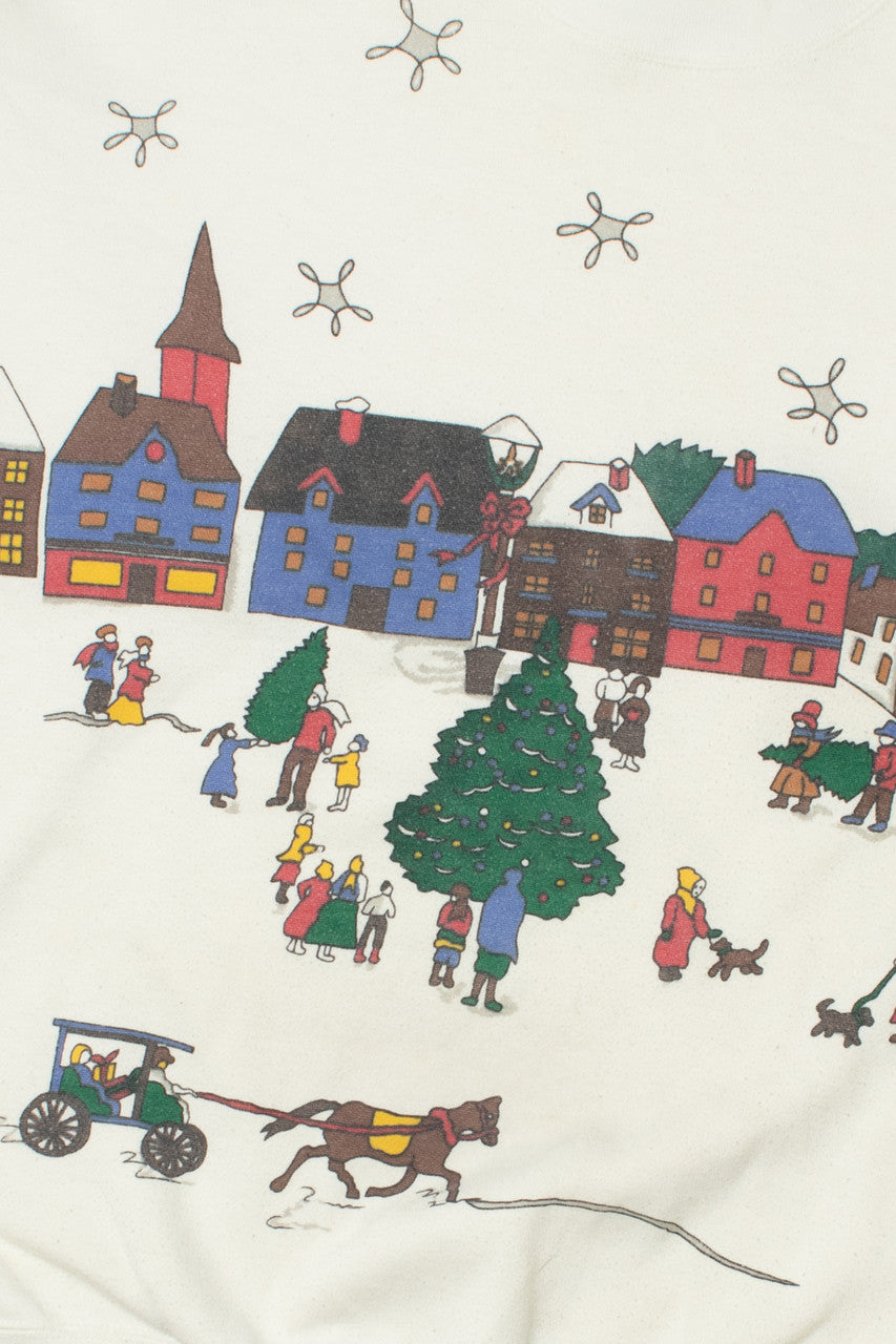 Scenic Holiday Town Ugly Christmas Sweatshirt 61645