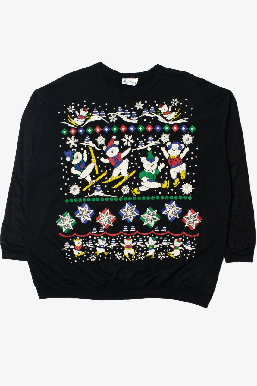 Skiing & Skating Snow Bears Ugly Christmas Sweatshirt 61658