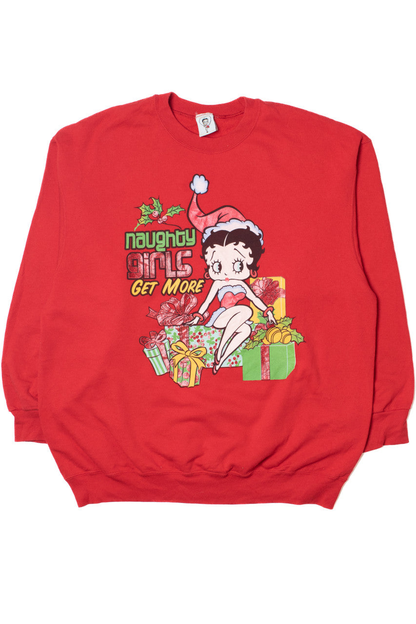 Vintage 2003 Betty Boop "Naughty Girls Get More" Ugly Christmas Sweatshirt