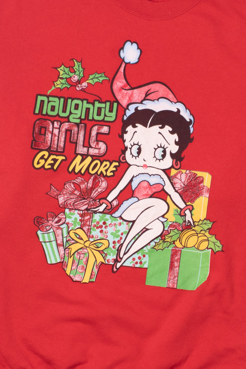 Vintage 2003 Betty Boop "Naughty Girls Get More" Ugly Christmas Sweatshirt