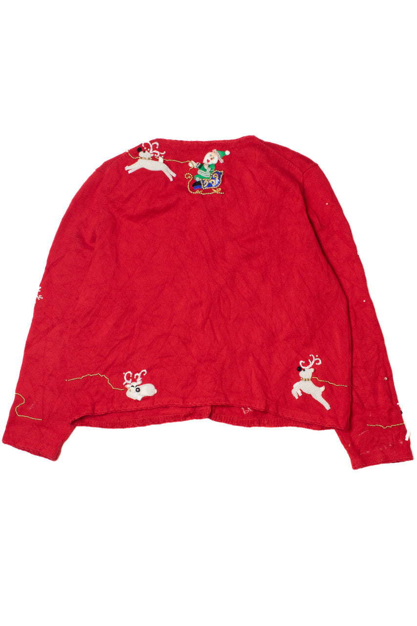 Pearly Beaded Reindeer Ugly Christmas Cardigan 61671