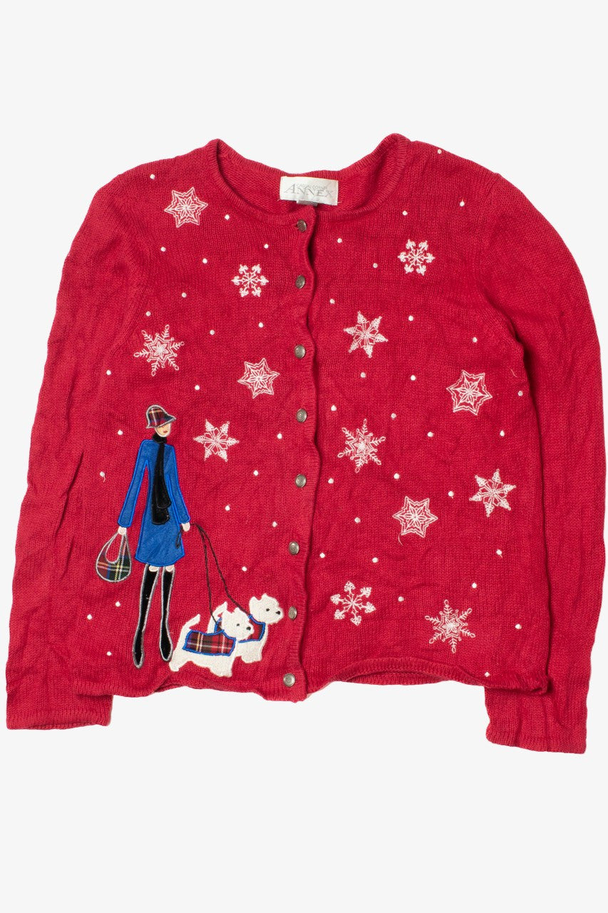 Walking Dogs In Snow Ugly Christmas Cardigan 61677