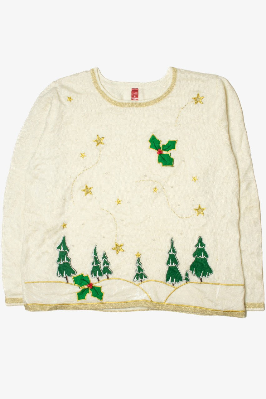 Scenic Snowy Trees White Ugly Christmas Pullover 61685