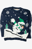Navy Skiing Snowman Ugly Christmas Pullover 61704