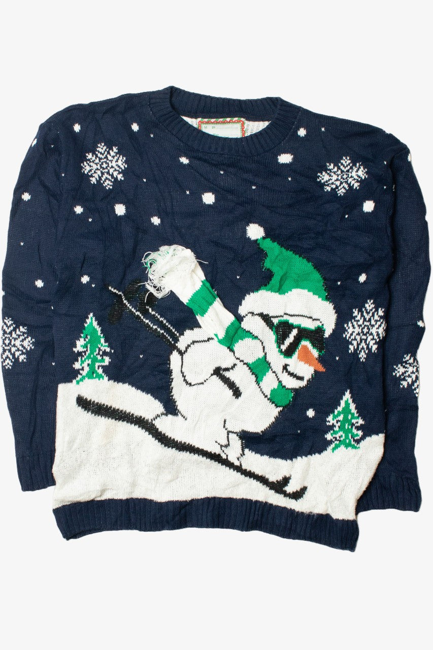 Navy Skiing Snowman Ugly Christmas Pullover 61704
