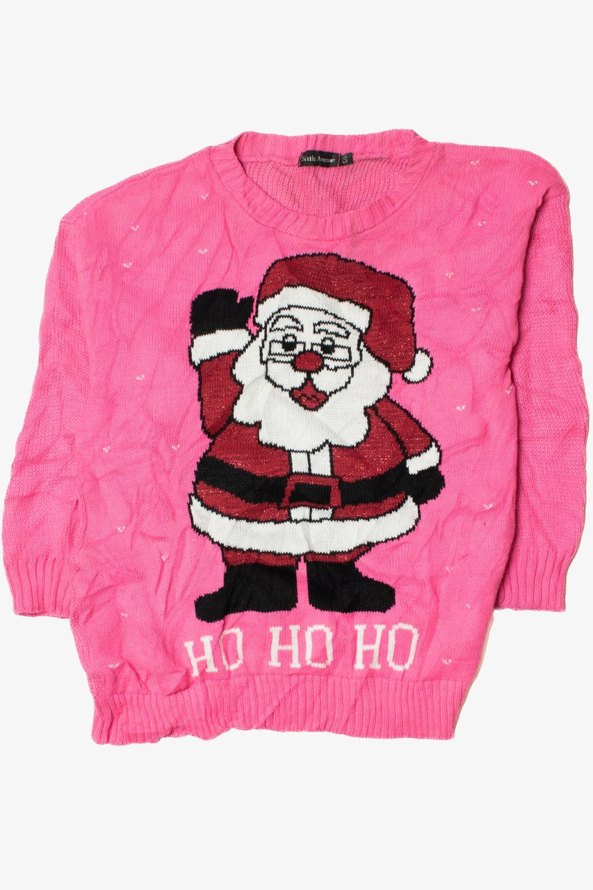 Bright Pink "Ho Ho Ho" Santa Ugly Christmas Pullover 61705
