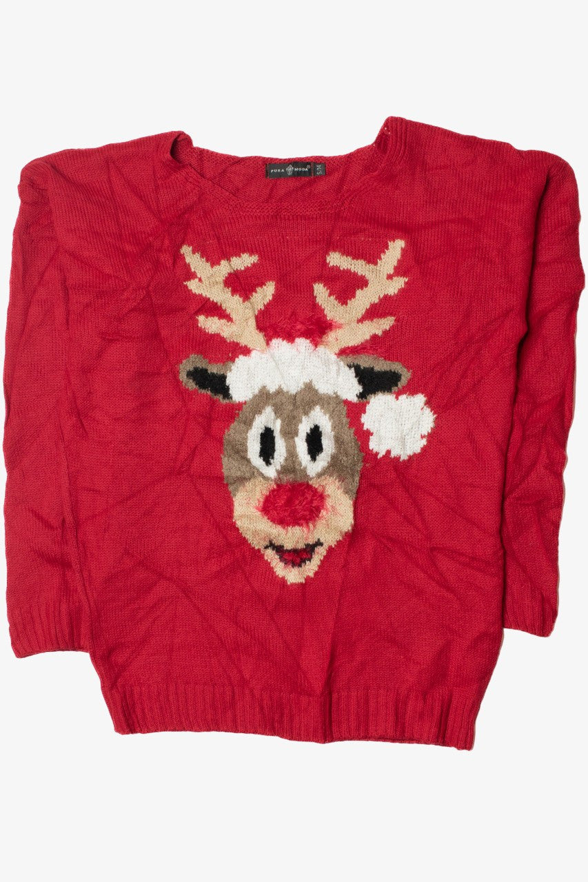 Fluffy Reindeer Ugly Christmas Pullover 61706