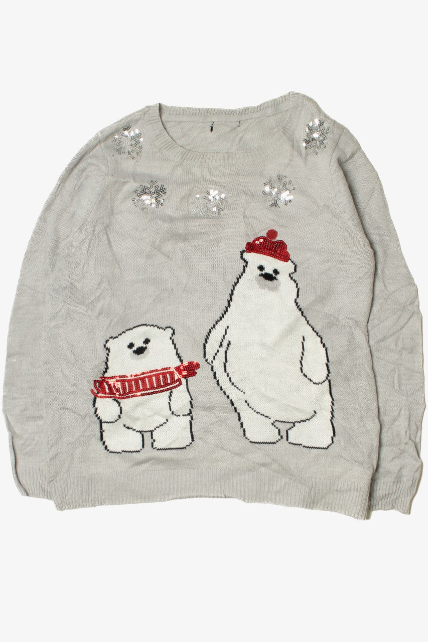 Polar Bears With Snowy Sequins Ugly Christmas Pullover 61720