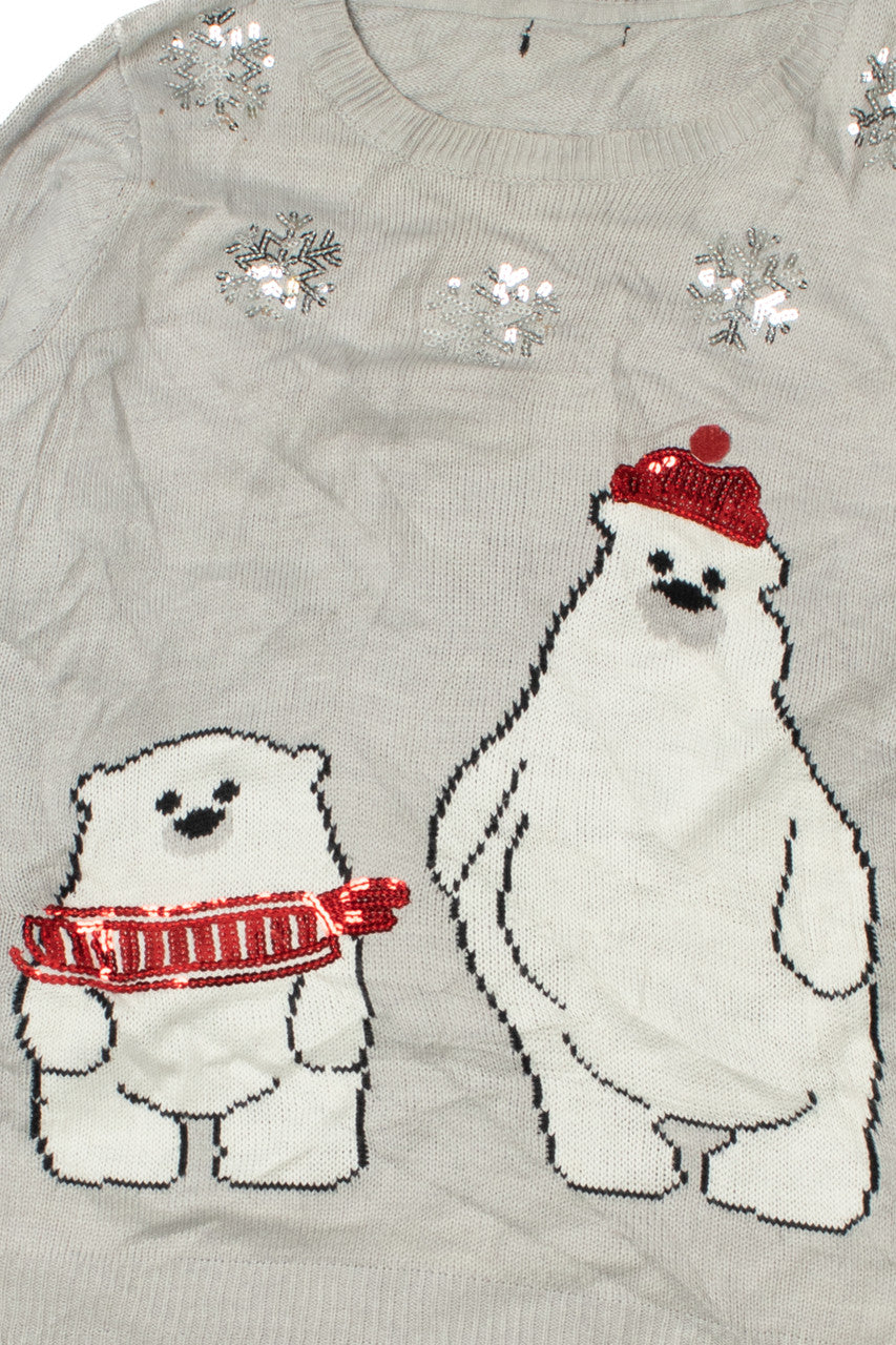 Polar Bears With Snowy Sequins Ugly Christmas Pullover 61720