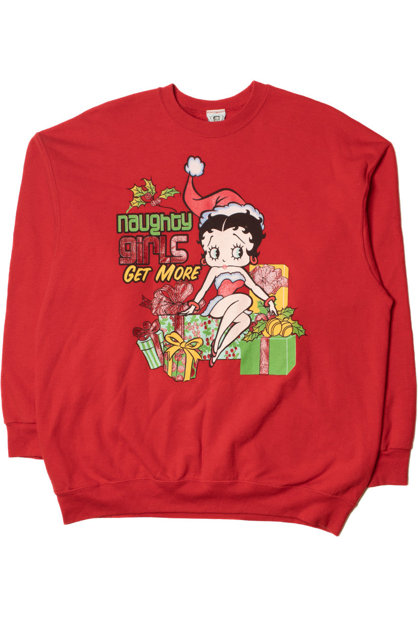 Vintage "Naughty Girls Get More" Betty Boop Ugly Christmas Sweater