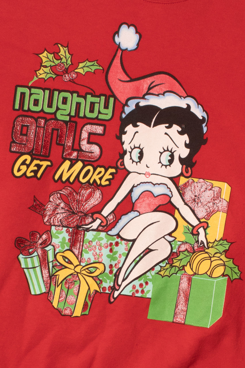 Vintage "Naughty Girls Get More" Betty Boop Ugly Christmas Sweater