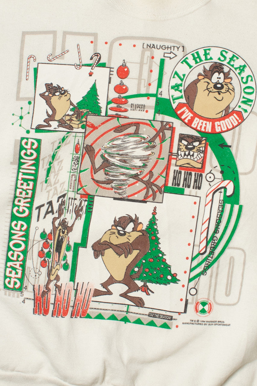 Vintage 1994 "Taz The Season" Looney Tunes Ugly Christmas Sweater