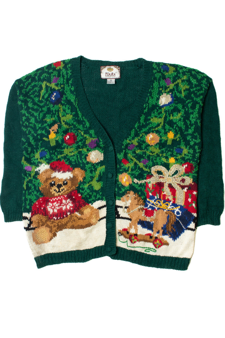 Vintage Bear & Presents Under The Tree Ugly Christmas Sweater 61735