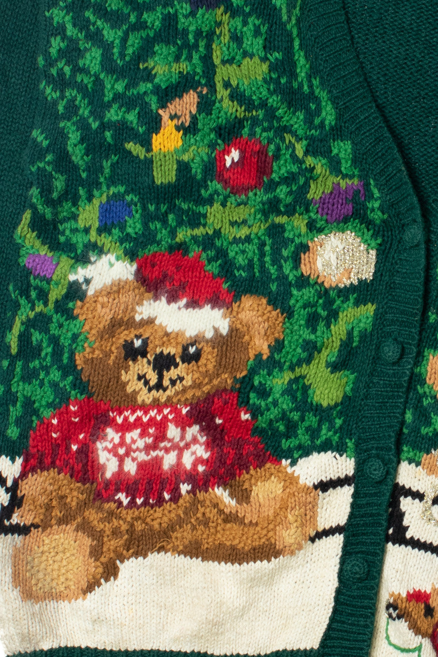 Vintage Bear & Presents Under The Tree Ugly Christmas Sweater 61735