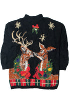 Reindeer Kiss Under Mistletoe Vintage Ugly Christmas Sweater 61736