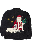 Vintage Santa With Polar Bear Ugly Christmas Sweater