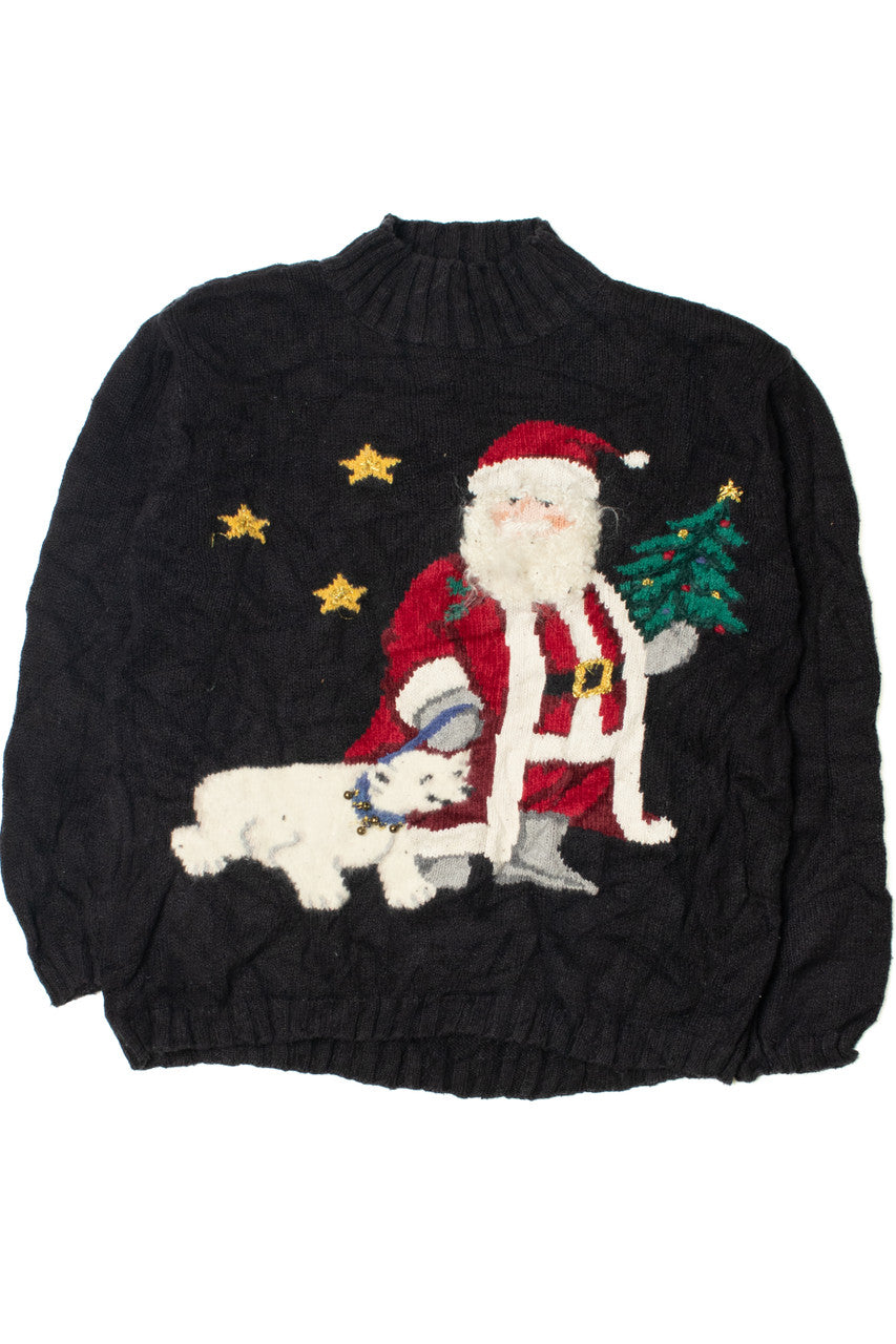 Vintage Santa With Polar Bear Ugly Christmas Sweater