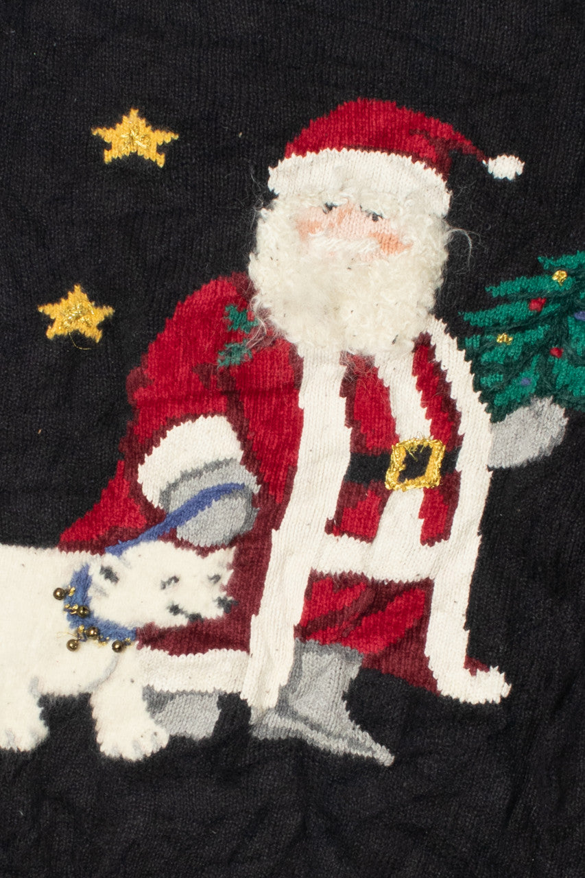 Vintage Santa With Polar Bear Ugly Christmas Sweater