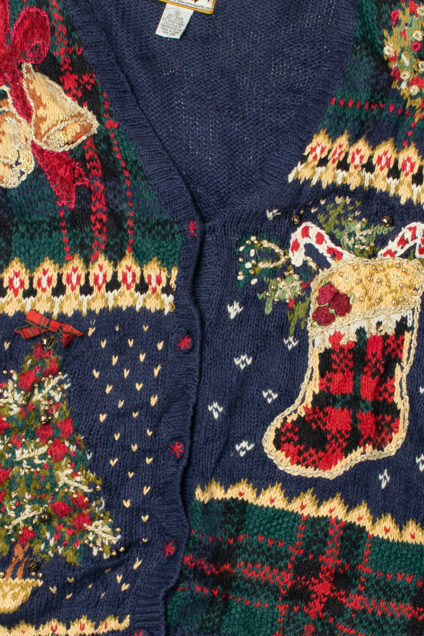 Vintage Tree & Stocking Ugly Christmas Sweater