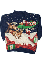 Vintage Santa And His Sleigh On The Roof Ugly Christmas Sweater