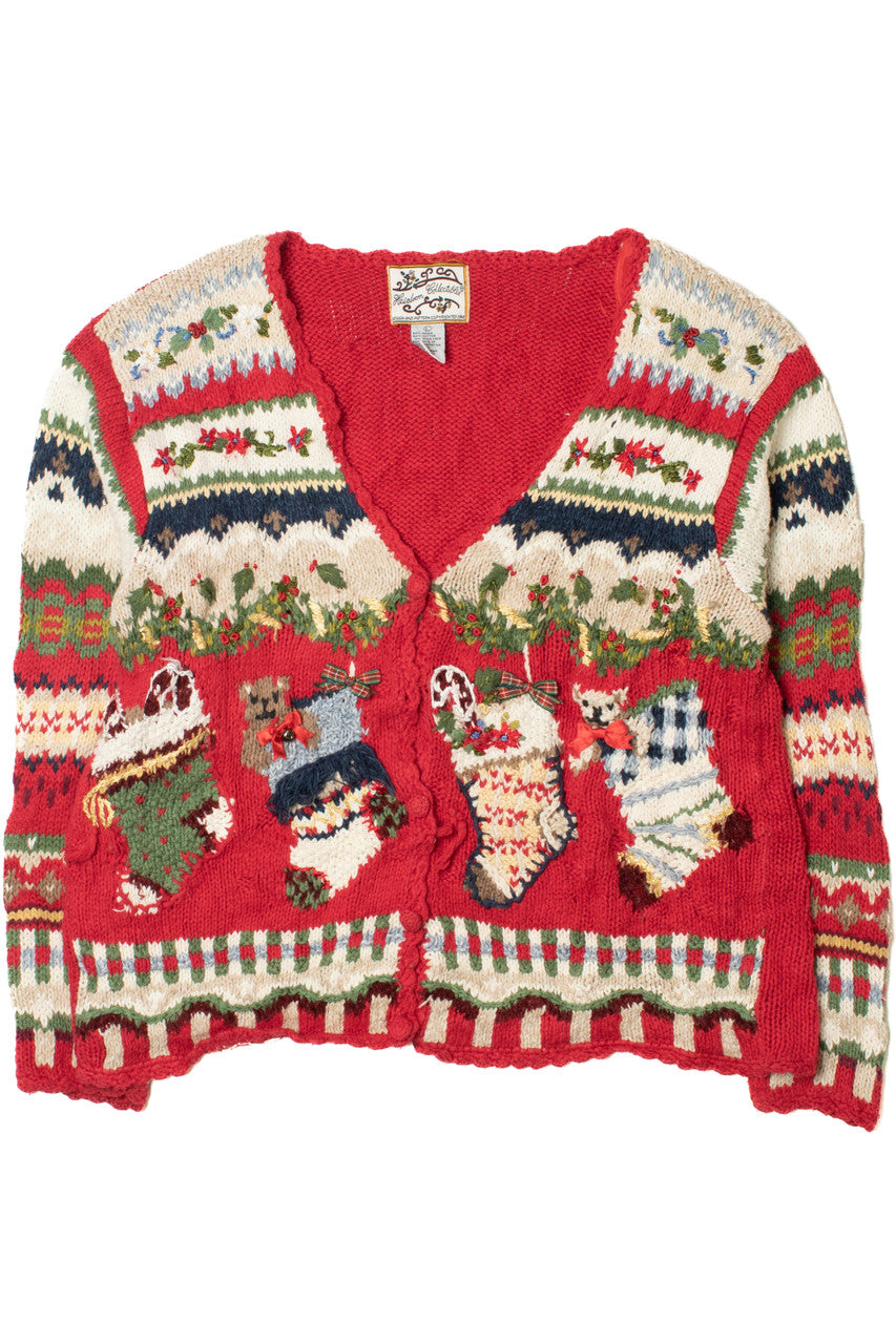 Vintage Stockings With Presents Ugly Christmas Sweater