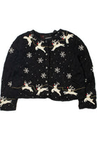 Vintage Pearlescent Beaded Reindeer Michael Simon Ugly Christmas Sweater