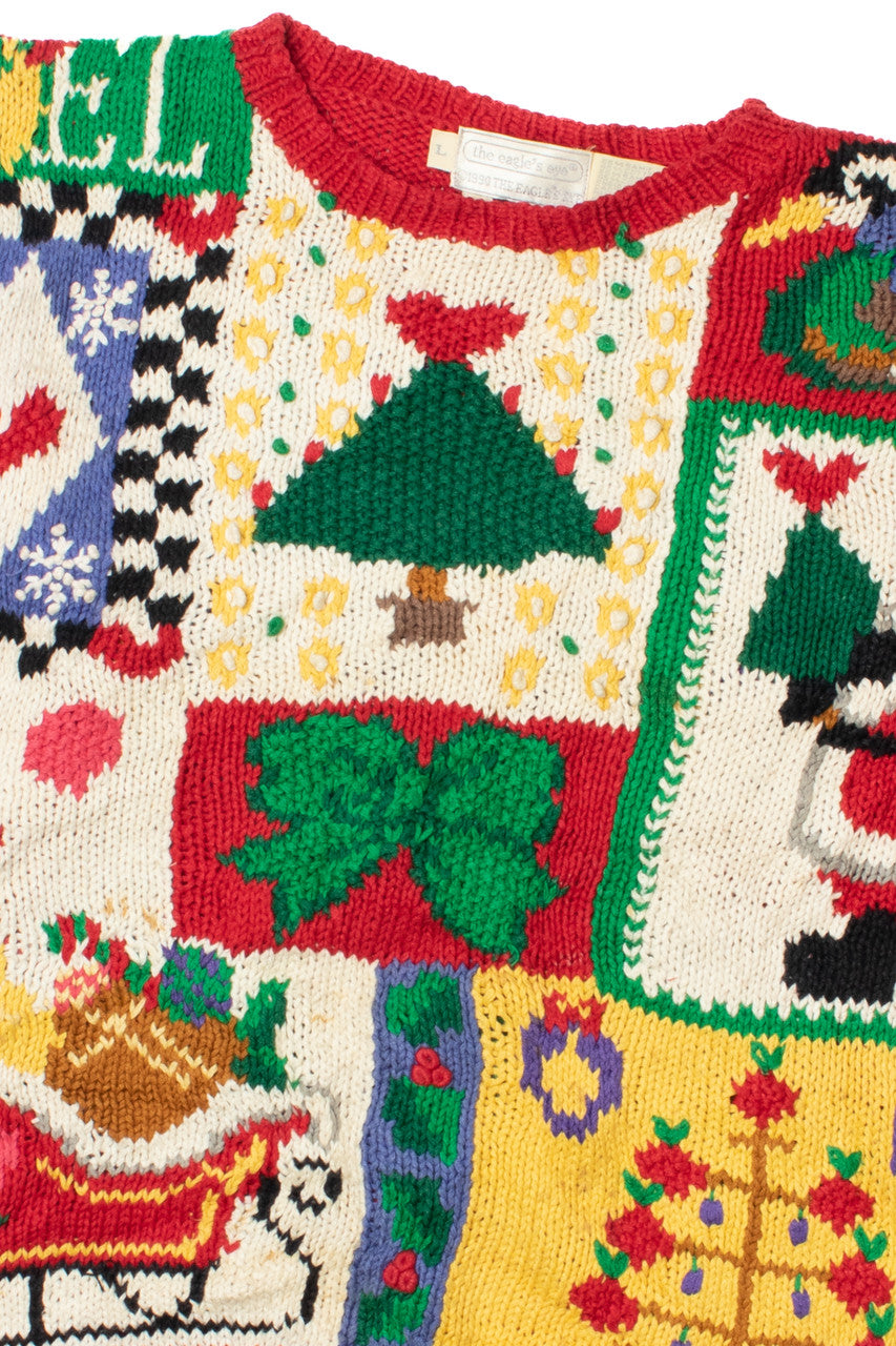 Vintage 1990 "Noel" Hand Knit Ugly Christmas Sweater