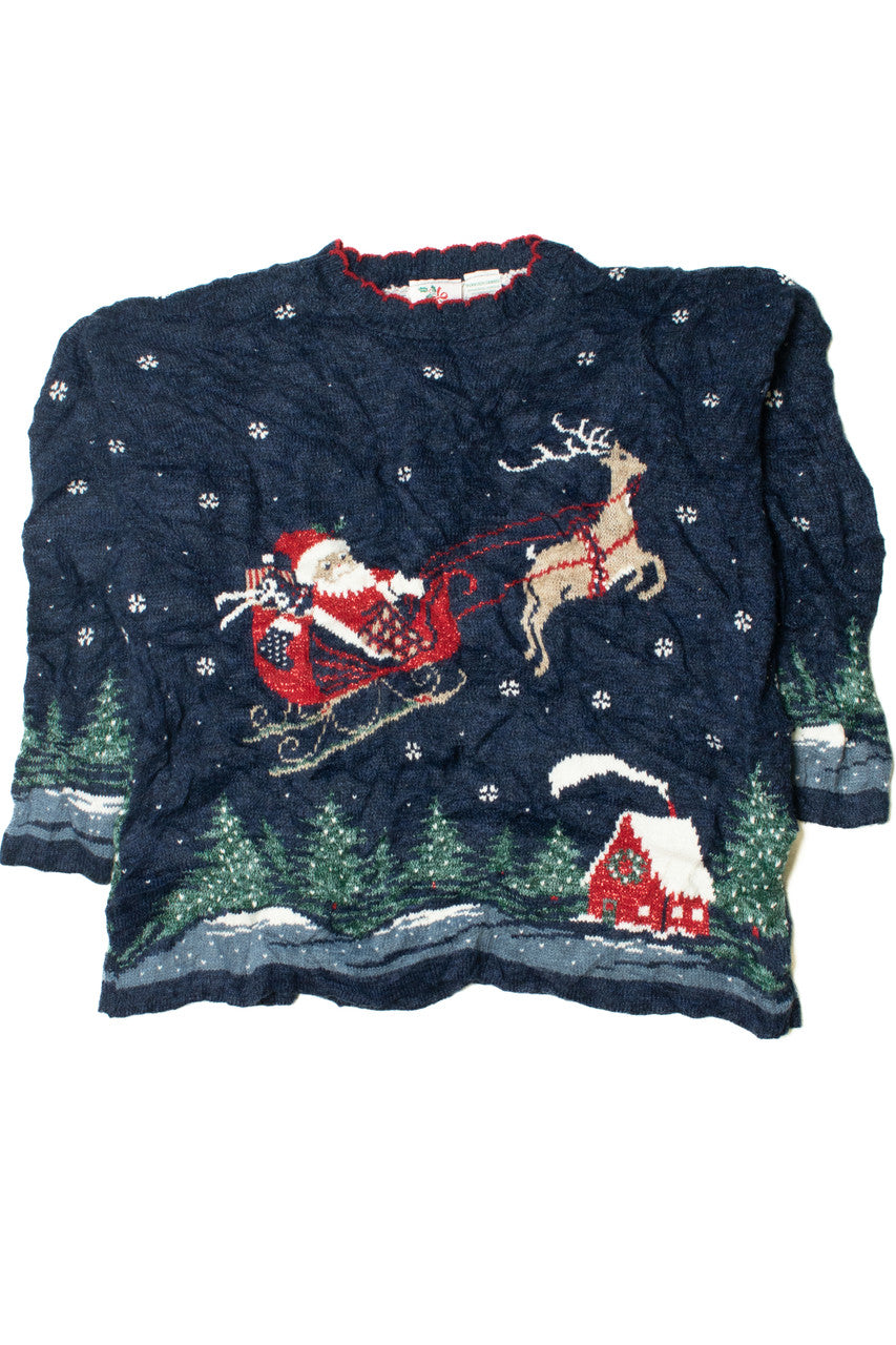 Vintage Santa & His Sleigh Ugly Christmas Sweater 61759