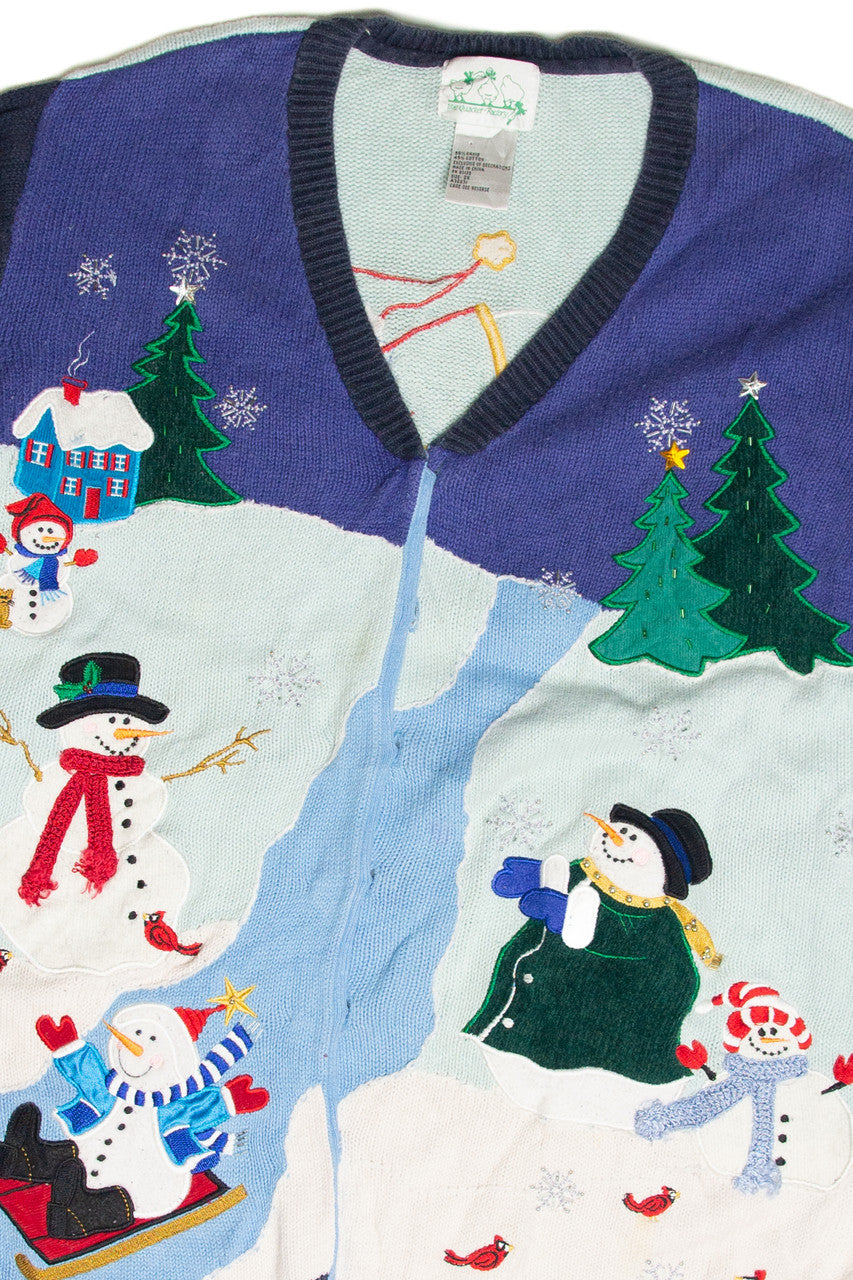 Vintage Blue Ugly Christmas Cardigan 61785