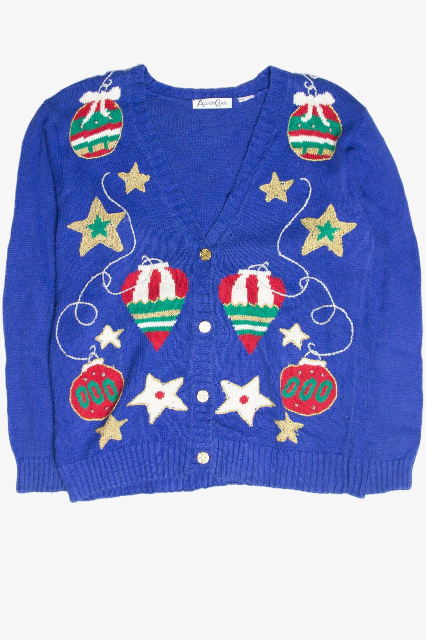 Vintage Blue Ugly Christmas Cardigan 61810