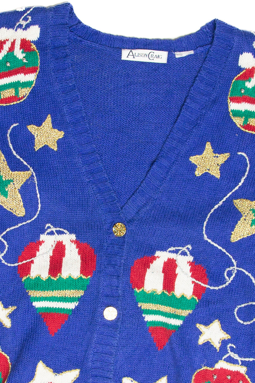 Vintage Blue Ugly Christmas Cardigan 61810
