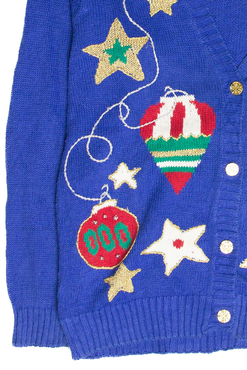 Vintage Blue Ugly Christmas Cardigan 61810