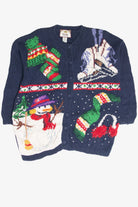 Vintage Blue Ugly Christmas Cardigan 61836