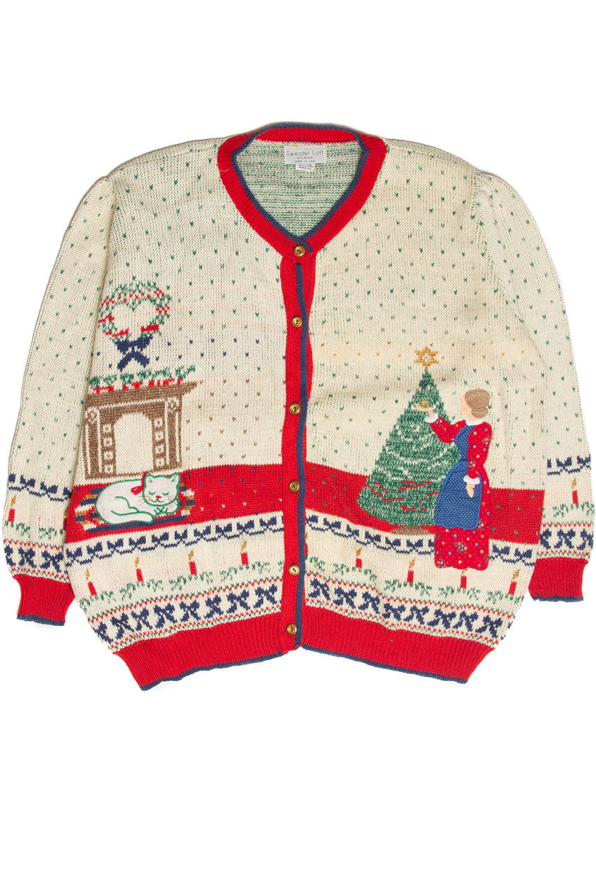 Vintage Beige Ugly Christmas Cardigan 61873
