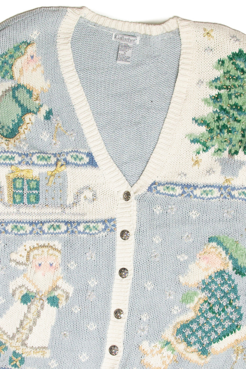 Vintage Blue Ugly Christmas Cardigan 61876