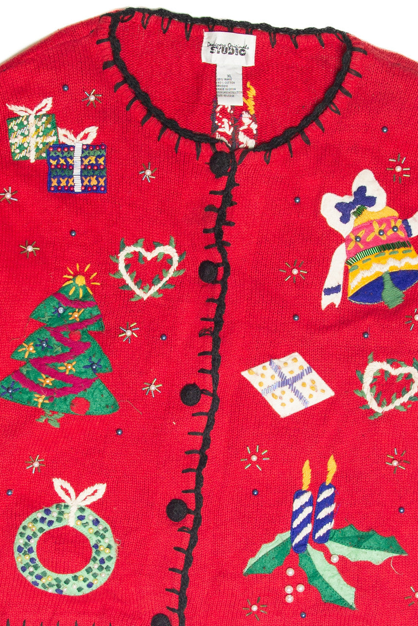 Vintage Red Ugly Christmas Cardigan 61906
