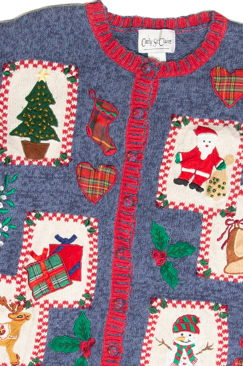 Vintage Blue Ugly Christmas Cardigan 61931