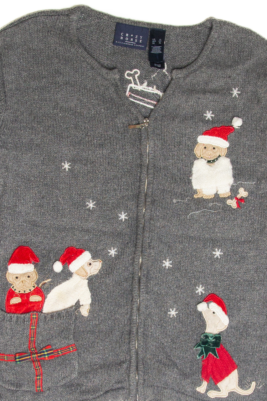 Vintage Gray Ugly Christmas Cardigan 61933