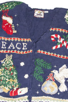 Vintage Blue Ugly Christmas Cardigan 61958
