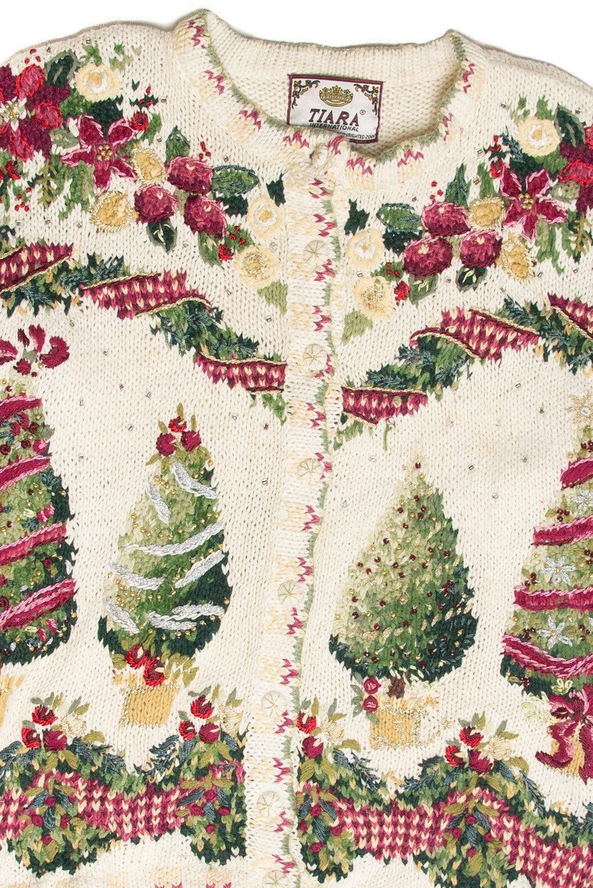 Vintage White Ugly Christmas Cardigan 61963