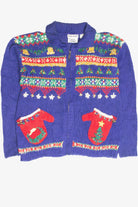 Vintage Blue Ugly Christmas Cardigan 61979