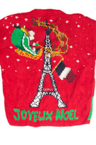 Vintage Red Paris France Ugly Christmas Cardigan 61981